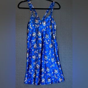 NWOT Vintage Looney Tunes Christmas Satin Slip Nightgown Adjustable Straps Sz S